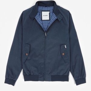 Men's Ben Sherman navy blue polka dot Harrington jacket (EUC, size small)
